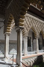 Courtyard of the Royal Alcazar of Seville, the royal palace prevously a citadel, Spain, 2023. Creator: Ethel Davies.