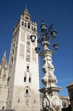 The Giralda, the Islamic bell tower, Cathedral of Seville, Spain, 2023. Creator: Ethel Davies.