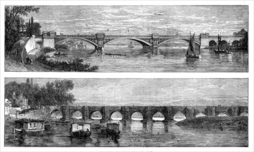 Nottingham Bridge, old and new, 1871. Creator: Unknown.