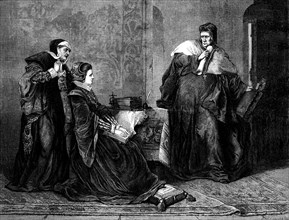 Lady Jane Grey's Victory over Bishop Gardiner, by G. F. Folingsby, 1871. Creator: W Hollidge.