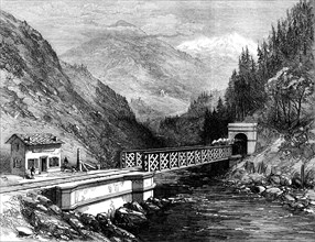 Mont Cenis Railway scenery: the Dora Valley, near Salbertrand, 1871. Creator: Unknown.