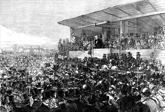 Mr. Gladstone addressing the meeting on Blackheath, 1871. Creator: Unknown.