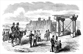 Siege Operations at Chatham: stockade prepared for blowing up with gun-cotton and powder, 1871. Creator: Unknown.