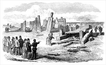 Siege Operations at Chatham: destruction of the stockade by gun-cotton and powder, 1871. Creator: Unknown.