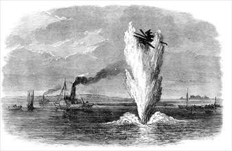 Chatham Siege Operations: blowing up rafts on the Medway, 1871. Creator: Unknown.