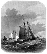 International Yacht-Races, New York: the Livonia and the Dauntless in a gale - "Man Overboard!" 1871 Creator: Unknown.