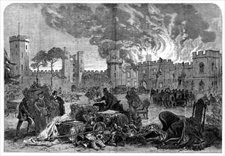 The Fire at Warwick Castle, 1871. Creator: Unknown.