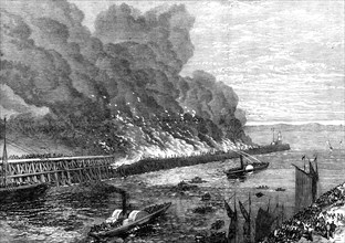 Leith Pier on fire, 1871. Creator: Unknown.