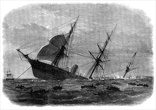 Wreck of the mail steam-ship Rangoon at Galle - the Rangoon sinking..., 1871 Creator: Unknown.