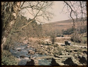 Clapper Bridge, Dartmeet, Widecombe in the Moor, Teignbridge, Devon, 1930-1939. Creator: Eric Maybank.