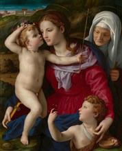 Virgin and Child with Saint Elizabeth and Saint John the Baptist, about 1540-1545. Creator: Agnolo Bronzino.