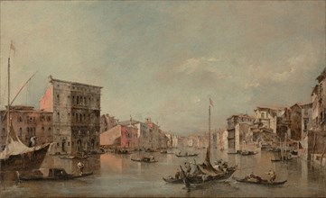 The Grand Canal in Venice with Palazzo Bembo, about 1768. Creator: Francesco Guardi.