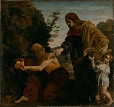 Elijah Receiving Bread from the Widow of Zarephath, 1621-1624. Creator: Giovanni Lanfranco.