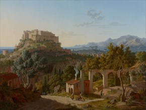 Landscape with the Castle of Massa di Carrara, 1827. Creator: Leo von Klenze.