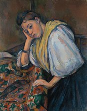 Young Italian Woman at a Table, about 1895-1900. Creator: Paul Cezanne.