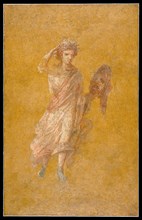 Fragment of a Yellow Fresco Panel with Muse, A.D. 1-79. Creator: Unknown.