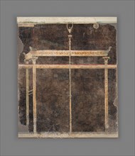 Panel from a Black Ground Frescoed Room with Architectural Decoration, A.D. 1-50. Creator: Unknown.