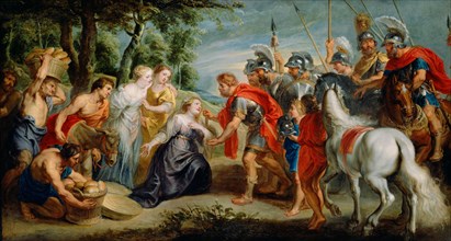 David Meeting Abigail, early 1630s. Creator: Workshop of Peter Paul Rubens.