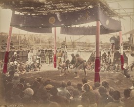 Wrestlers, about 1875-1890s. Creator: Adolfo Farsari.