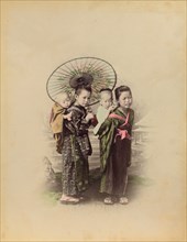 Japanese Mother with Her Three Children, 1870s-1890s. Creator: Kusakabe Kimbei.