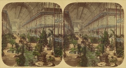 Crystal Palace; General View of The Nave, looking towards the South, taken from the Gallery, 1850s Creator: London Stereoscopic & Photographic Co.