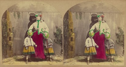 Precaution - Pretty Nurse Maid. "Dear me, children. why don't you keep your hats on...", about 1860. Creator: London Stereoscopic & Photographic Co.