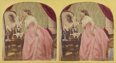 Woman admiring herself in the vanity, about 1860. Creator: Thomas Sutton.