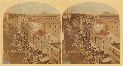 The Atlantic Telegraph Jubilee, New York; view of the Procession in its progress up the..., 1859. Creator: William England.