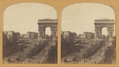 Paris instantanne. Arc de Triomphe de l'Etoile et avenue des Champs Elisees., 1855-1865. Creator: F. Grau.