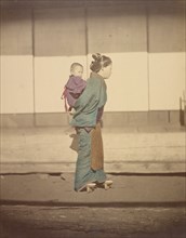 Mother with Child in Bunting, 1868. Creator: Felice Beato.