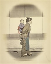 Mother with Child in Bunting, about 1868. Creator: Felice Beato.