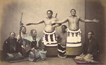 Representatives of Nio, the Japanese Hercules, 1868. Creator: Felice Beato.