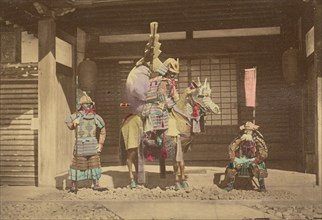 Three Japanese warriors, 1868-1880. Creator: Felice Beato.