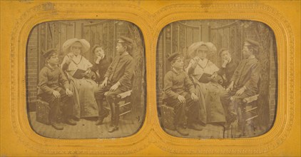 Genre scene: nun lecturing three children, 1855-1865. Creator: H. Noe.