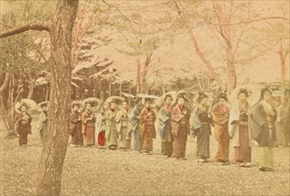 School Girls Out for a Walk in Ueno Park, Tokyo, 1897. Creator: Ogawa Kazumasa.