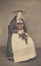 Brud fra Vos. woman in traditional Norwegian costume, July 1, 1870. Creator: Knud Knudsen.