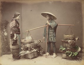 Vegetable Peddler, 1870s-1890s. Creator: Kusakabe Kimbei.