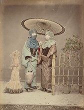 Girls Carrying Paper Lantern in Winter Evening, 1870s-1890s. Creator: Kusakabe Kimbei.