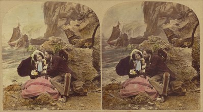 Seaside Sketches. A Smack Amongst The Rocks, about 1865. Creator: London Stereoscopic & Photographic Co.