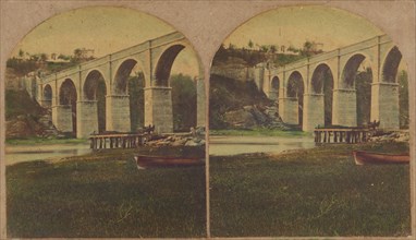 High Bridge, New York; No. 3. View of the Section from the Lower Banks...Cost, $963,427.80...,1860s. Creator: New York Stereoscopic Company.