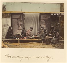 Girls making soap, and eating, about 1873-1883. Creator: Shinichi Suzuki I.