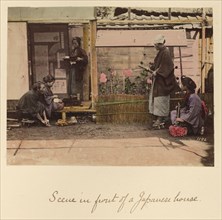 Scene in front of a Japanese house, about 1873-1883. Creator: Shinichi Suzuki I.