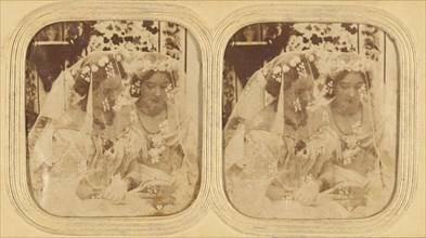 Two women in wedding dresses, 1855-1860. Creator: Unknown.