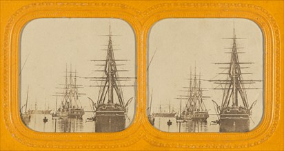 Ships in harbor, about 1865. Creator: Unknown.