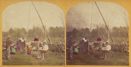 Group of woodsmen near a well, about 1870-1880. Creator: Unknown.