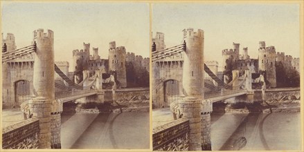 Conway Castle, and Suspension Bridge., about 1865. Creator: Unknown.