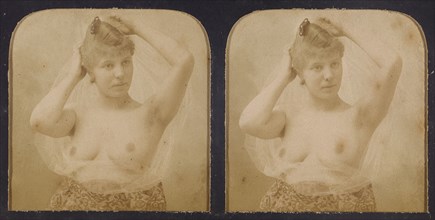 Woman with hands over head, breasts exposed, 1855-1860. Creator: Unknown.