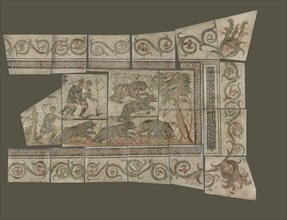 Fragmentary Mosaic Floor with Bear Hunt, 4th century A.D. Creator: Unknown.