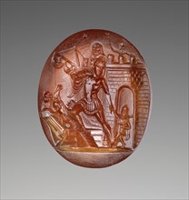 Intaglio with Scene of Aeneas and his Family Escaping from Troy, about 20 B.C. Creator: Unknown.