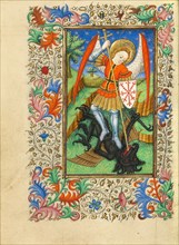 Saint Michael and the Dragon; Book of Hours, about 1430-1440. Creator: Fastolf Master.